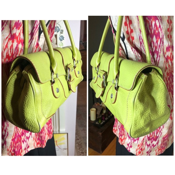 MICHAEL KORS CHARTREUSE GREEN PEBBLED LEATHER BAG - Picture 3 of 16